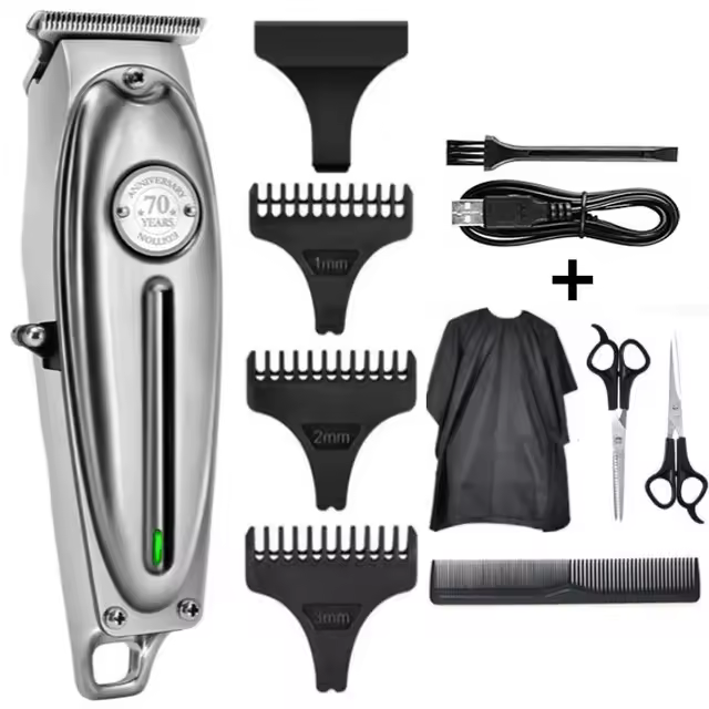 Cortadora de pelo profesional KM-1949, eléctrica e inalámbrica para hombres, con cuchilla en forma de T y grabado. - 1
