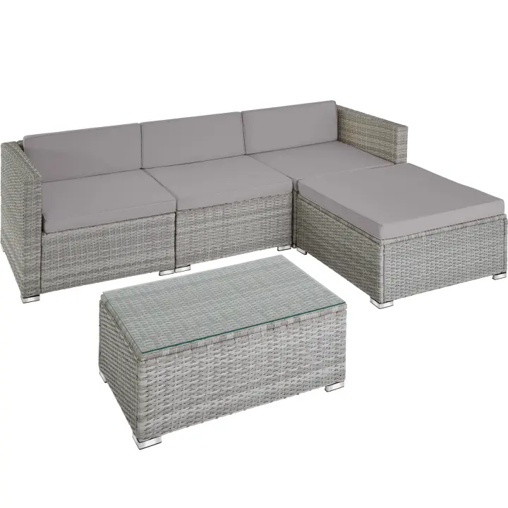 Tectake - Conjunto de ratán FLORENZ | Diseño elegante y atractivo | Cojines extraíbles y muy cómodos | Bastidor sólido de acero - 1