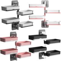 Soporte multifunciones para el baño, bandeja de almacenamiento de 4 niveles, estante de almacenamiento para baño montado en la comparación, estante para champán, bandeja de almacenamiento giratoria para ducha organizar el baño, Rosa - details 1