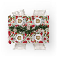Lafabricadelastelas-Mantel Navidad dibujo notas musicales,v illancicos, tela algodón loneta estampada, lavable, suave, tejido de calidad, cuadrado y rectangular.Decoración hogar, cocina, salon ,comedor, balcón. NOche buena, navidad, noche vieja. - details 1