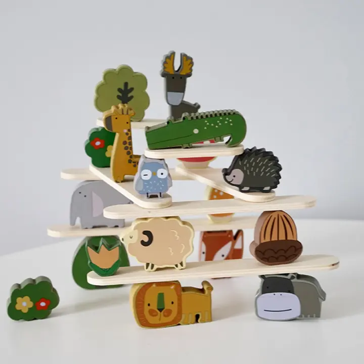 Juguete De Madera Para Bebés Animal De Pila Equilibrio Montessori Educativo Desarrollo Infantil Juguetes Naturales Para Niños 3-6 Años - 1