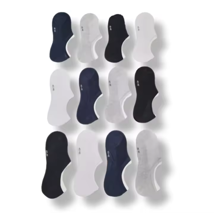 12 pares calcetines hombre pinki, calcetín corto de chico, Algodón, transpirables, con silicona en el talon talla 40-46 - 1