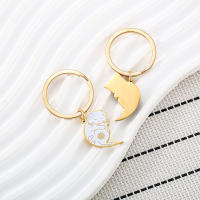 Llavero Creativo De Gato Con Sol Y Luna En Blanco Y Negro Para Parejas Amantes Regalo De San Valentín Llavero De Acero Inoxidable Para Mujeres Hombres Niños - details 3
