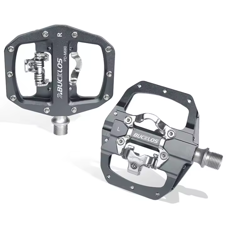 Pedales de Bicicleta de Montaña BUCKLOS 2023 PD-M680 Función Doble Plano & Bloqueo Ajuste Shimano SPD 9/16 ''Material Aluminum/Aleación Type de Pedal Autobloqueante Hecho de Aluminio - 1
