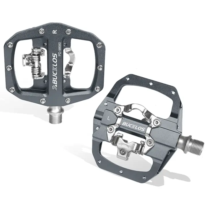 Pedales de Bicicleta de Montaña BUCKLOS 2023 PD-M680 Función Doble Plano & Bloqueo Ajuste Shimano SPD 9/16 ''Material Aluminum/Aleación Type de Pedal Autobloqueante Hecho de Aluminio - 1