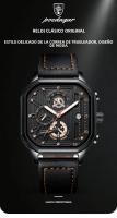Reloj De Cuarzo Para Hombre POEDAGAR Lujo Casual Impermeable Con Luminiscencia Cuero Militar Deportivo Cronógrafo Fecha - details 2