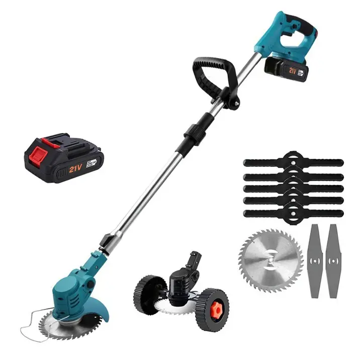 Cortacésped eléctrico de mano, recortador de hierba inalámbrico de 21V y 1300mAh, longitud ajustable, herramientas de jardín para batería Makita de 21V - 1