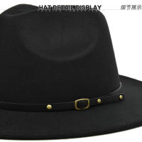 Sombrero De Vaquero Para Hombre Estilo Vintage Color Sólido Broche Ancho Moda Viaje Fiestas De Iglesia Sombrero De Paja Jazz - details 12