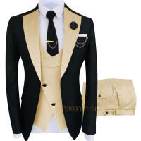 Traje De Novio Para Hombre 2024 Cuello En Pico Slim Fit Casual Tuxedo 3 Piezas (Blazer+Pantalones+Chaleco) Set Elegante De Traje - details 3