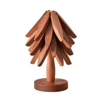 Juego De 4/1 Trivets De Madera Para Platos Calientes Almohadilla De Aislamiento En Forma De Árbol Para Tetera Y Ollas Calientes Moderno Sin Químicos Peligrosos - details 8