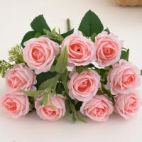 Rosa Artificial De Seda Con Ramo 1PC Flores Artificiales Para Decoración Y Bouquet De Novia 10 Cabezas De Rosas Bellas Y Realistas - details 8