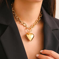 Collar De Moda Lacteo Con Colgante De Corazón Y Cadena O Grande Para Mujer Joyería De Encanto Collar De Cuello Para Fiesta Boda - details 2