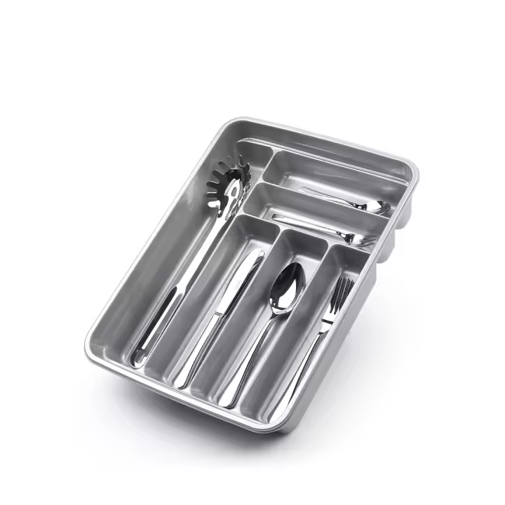 Porta Cubiertos Plástico 6 Compartimentos Gris, Cocina, Organizador Bandeja Porta Cubiertos - Plastic Forte - 1