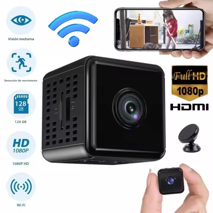 Cámara Mini WiFi 1080P Con Visión Infrarroja Y Detección De Movimiento Vídeo Y Grabación De Voce Remota Para El Hogar - 1