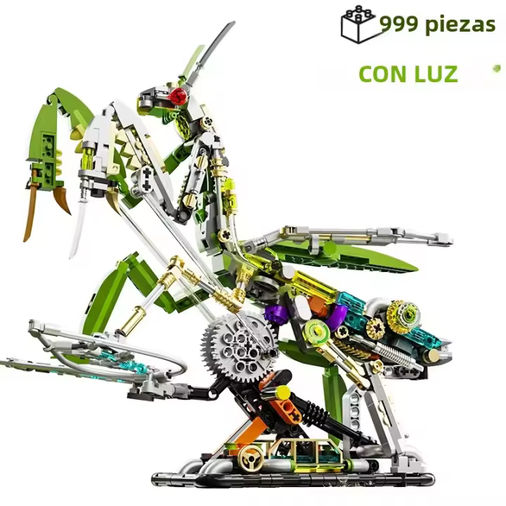 Juego De Construcción Mecánica Creativo 2024 Set De Mantis Insecto Vida Con Estándar Y Luces Bloques De Animal World Regalo Para Niños - 1