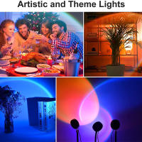 Lámpara De Ambiente Arcoíris Proyector De Puesta De Sol Luz De Noche Para Decoración De Habitación Y Pared Estilo Tiktok - details 0