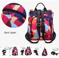 Mochila De Moda Para Mujer En Tela Oxford Impermeable Con Gran Capacidad Para Escuela Y Viajes Bolsa De Hombro Con Estampado Florido - details 3
