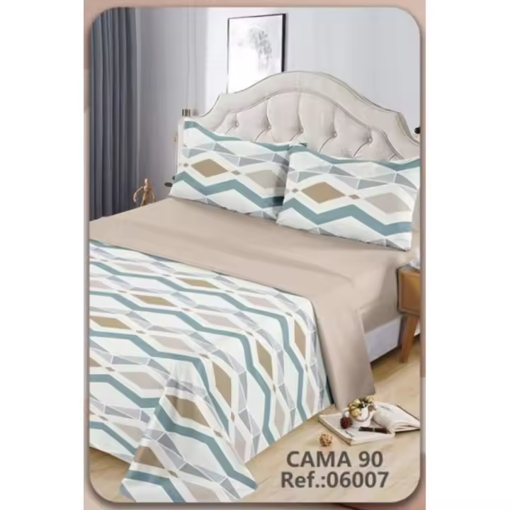 Juego de sábanas 3 piezas cama 90cm Color primavera - verano geométrico - 1