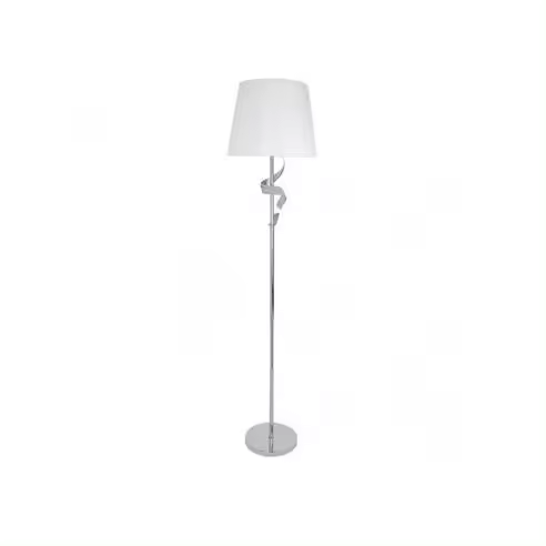 Lámpara de Pie FABRILAMP Baeza Cromo Pantalla Blanca 162x38x38 Cm - Diseño Elegante - 1