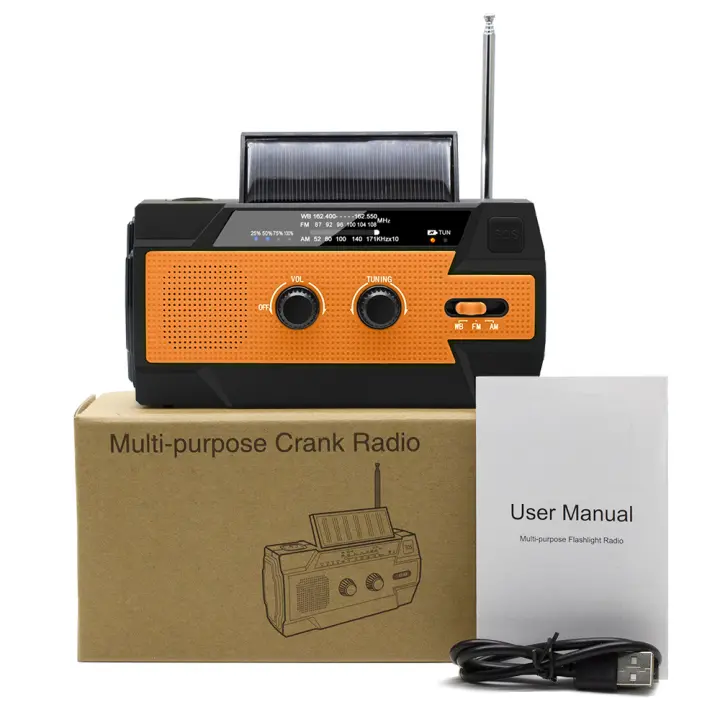 MOV-Radio portátil Power Bank Radio meteorológica de emergencia con NOAA/AM/FM USB/solar/manivela de carga alarma SOS y linterna - 1