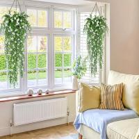 3pcs Plantas Colgantes Artificiales Hoja De Eucalipto Falsa Verdeza Vino De Plástico Resistente Al UV Para Exteriores Decoración De Fiesta - details 5