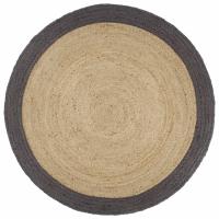 vidaXL Alfombra hecha a mano de yute con borde 240 cm en color Verde oliva/Gris/Gris oscuro - details 2