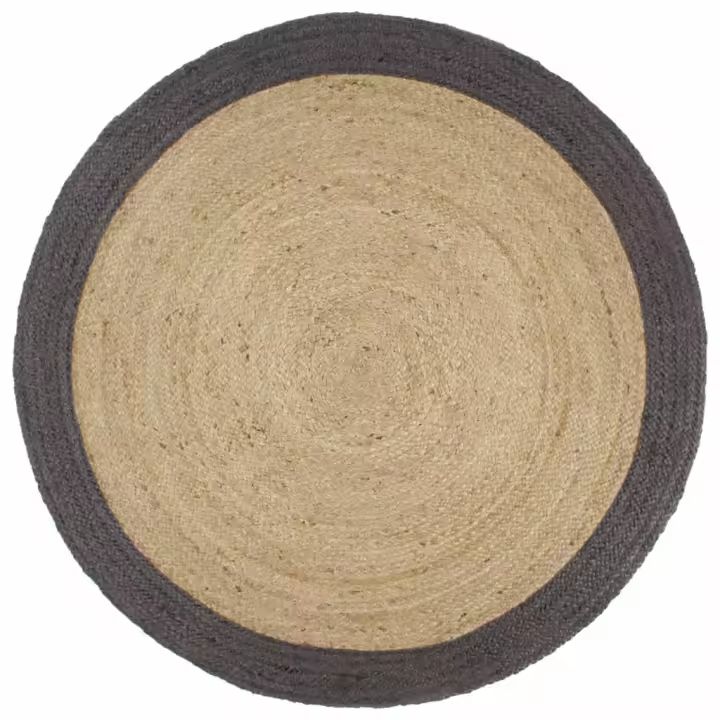 vidaXL Alfombra hecha a mano de yute con borde 240 cm en color Verde oliva/Gris/Gris oscuro - 1