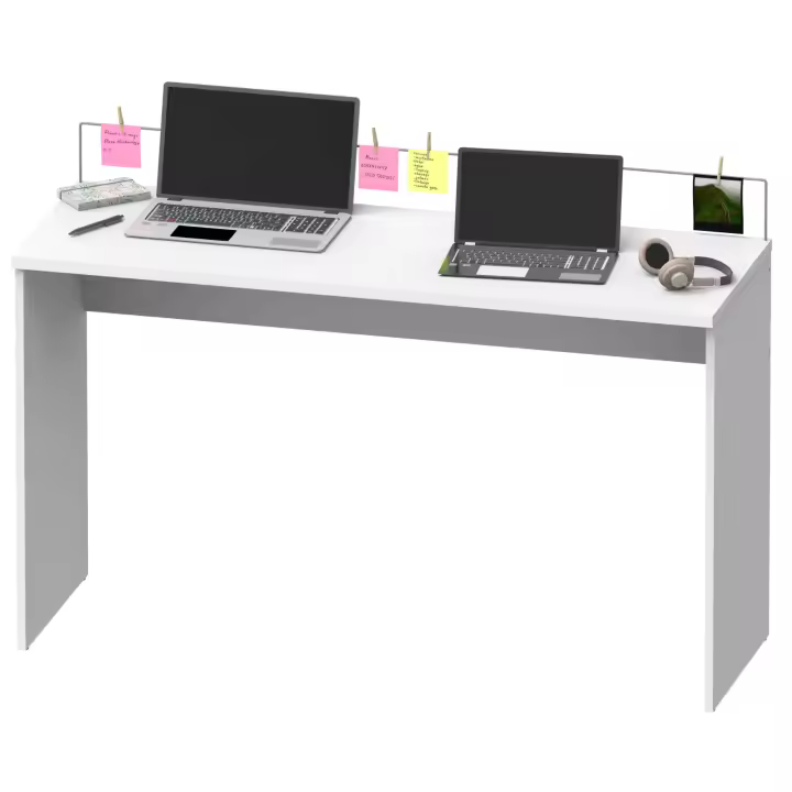 Mesa Escritorio Estudio Oficina Haley con Organizador Notas en Color Blanco 89x132x45 cm - 1