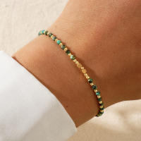 Pulsera Bohemia De Piedra Preciosa Semi-preciosa Y Hierro Con Cuentas Cuadradas De 2mm Y Cobre Estilo Diario Para Juntar Joyería Bonita - details 3