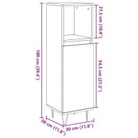 vidaXL Armario de baño madera contrachapada gris hormigón 30x30x100 cm - details 6