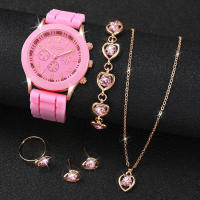 Set De 6 Relojes Para Mujer Casual Con Correa De Silicona Y Diamantes En Forma De Corazón Relojes De Cuarzo Analogos Sin Caja - details 5
