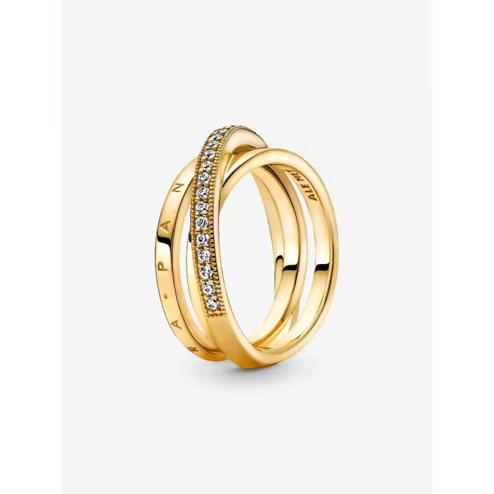 Pandora - Anillo triple con pavé Cruzado-Baño de Oro de 14 K - 1