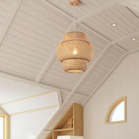 Lámpara Colgante De Bambú Pendentivo Luz De Techo Rattan Wicker Tejido a Mano Enredado Para Hogar Comedor Estilo Sudeste Asiático - details 36