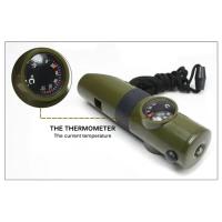 Silbato De Supervivencia Jungle 7 En 1 Con Compas Espejo Linterna Magnificador Luz LED Y Termómetro Herramienta De Almacenamiento Para Senderismo - details 1