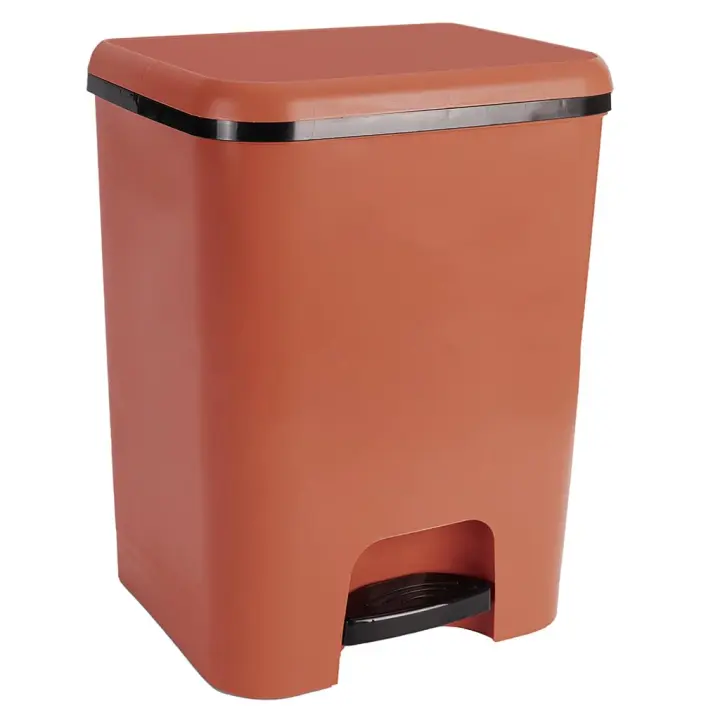 COM-FORT HOUSE  Cubo de Basura con Pedal  Capacidad de 26 litros  Cubo Reciclaje  Color Marrón teja  Limpieza Fácil - 1