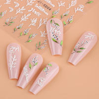 3 Hojas De Adornos Para Uñas Con Estampado De Flores Y Hojas Embossadas Autoadhesivas Accesorios Para Manicura Decoración De Uñas - details 6