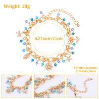 Encanto Pulsera popular con colgante de ancla y estrella de mar de aleación estilo vacaciones oceánicas para damas - details 1