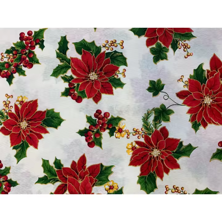 Tejidos Ortuño- Tela Navidad Flores Rojas Loneta , Tela para  Mantel, Caminos de mesa, Servilletas, Tela para Cojines, 2.5metros x 1.4m - 1