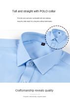 Camisa De Hombre Antidesvanecimiento Moda Clásica Resistente a Arrugas Blanca Casual Versátil Para Negocios Estilo Inteligente Con Cuello En V Y Manga Completa - details 3