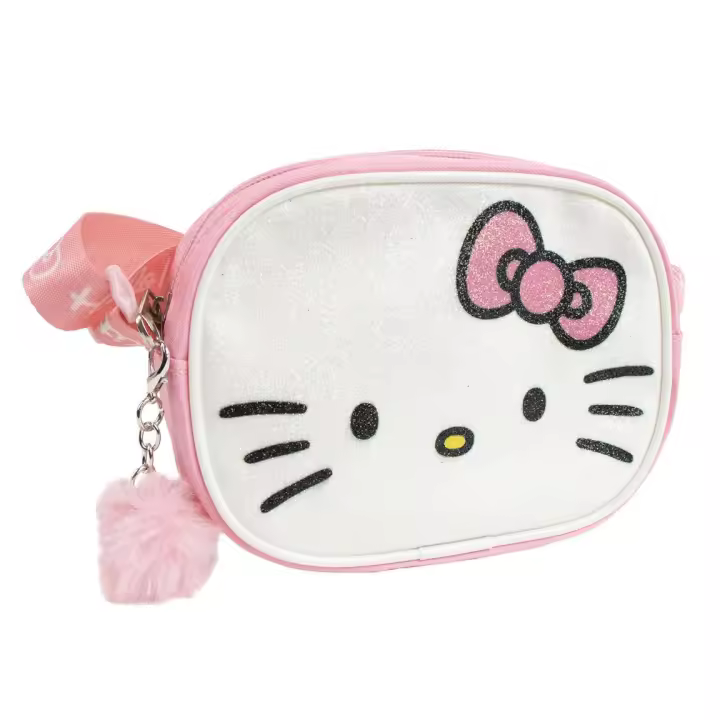 BOLSITO HELLO KITTY CON FORMA RECTANGULAR Y POMPÓN ROSA. TAMAÑO 14X11X4CM. - Cerdá LIFE'S LITTLE MOMENTS - 1
