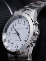Reloj para personas mayores ciegas, correa de acero, despertador puntual, regalo del Día del Padre, reloj de comercio exterior, hora inglesa - details 1