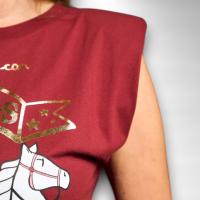 Top Rodeos Anabel Lee - Sin Mangas, Hombros Definidos y Maxi Print Foil Dorado - details 4