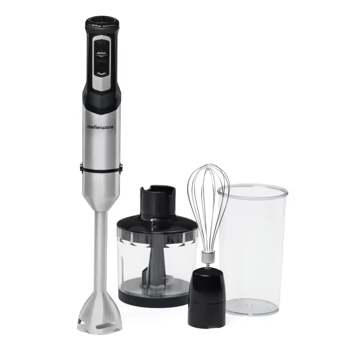 Mellerware - Batidora de Mano Spiro! 1000W. Velocidad regulable. Potente. Cuchillas INOX. Vaso medidor, emulsionador, picador - 1