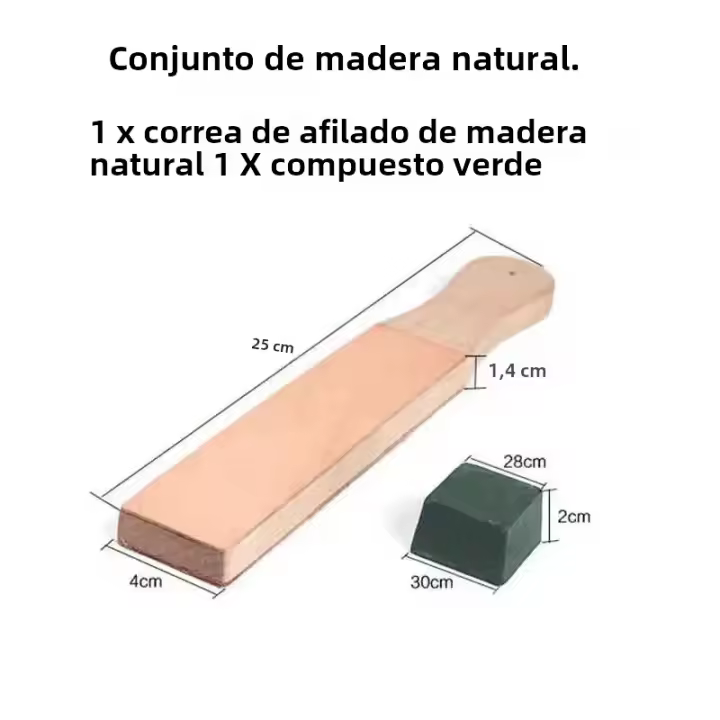 WUTA Afilador De Cuchillos De Cuero 1 Pieza Con Tablero De Pulido De Madera Negra Y Compuesto De Pulido Fino Herramienta De Afilado Para Navajas Y Navajas - 1