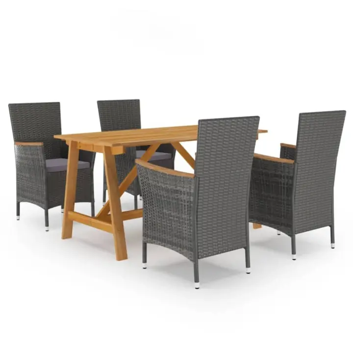 vidaXL Juego de comedor de jardín de 5 piezas gris - 1