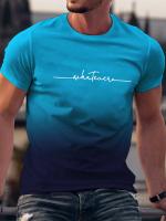 Camiseta De Hombre Veraniega Con Estampado Y Gradiente Cuello Redondo Manga Corta Top Casual Trendy Ropa De Hombre Para Salidas Del Verano - details 3