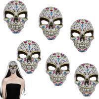 Carnavalife Máscara de Calavera Mexicana 6 Pcs - Dia De Los Muertos Mujer - Máscara Catrina Flores Mujer - Accesorios para Halloween Decoración - Color Al Azar - details 1