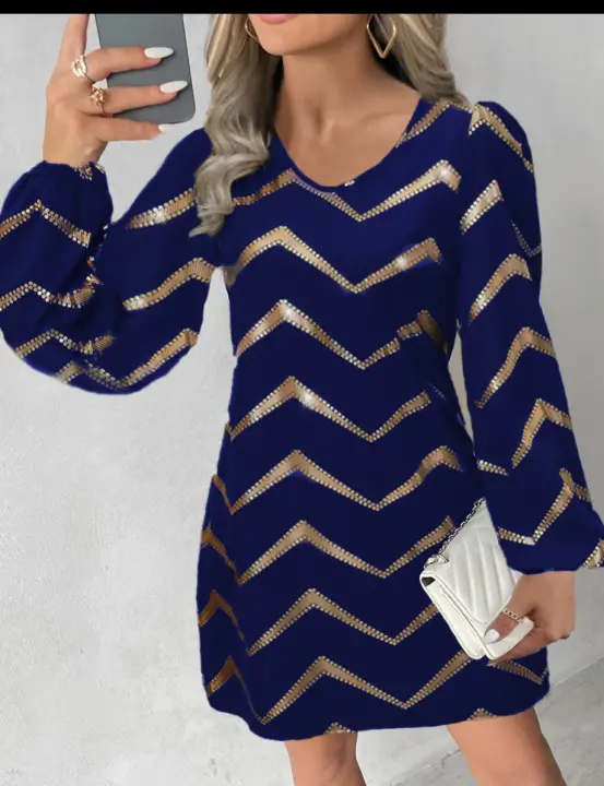 Vestido De Mujer Elegante Con Cuello U Y Mangas Burbuja Para Comunicación Y Fiestas Estilo Oficina Lady Polyester Otoño/Invierno - 1