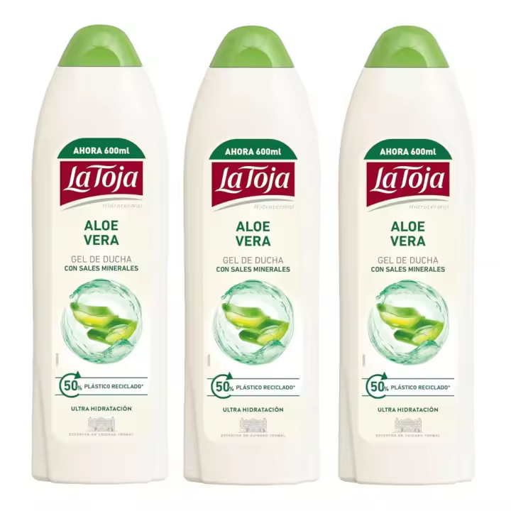 La Toja Gel de Ducha con Sales Minerales y Aloe Vera600 ml (Pack 3 unidades) - Gel de baño con Sales Minerales de Agua Termal y Aloe Vera, Mantiene la hidratación de la piel dejándola suave, elástica y tersa, pH neutro, textura cremosa y delicada - 1