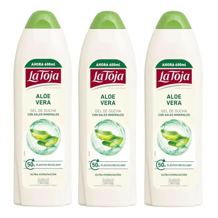 La Toja Gel de Ducha con Sales Minerales y Aloe Vera600 ml (Pack 3 unidades) - Gel de baño con Sales Minerales de Agua Termal y Aloe Vera, Mantiene la hidratación de la piel dejándola suave, elástica y tersa, pH neutro, textura cremosa y delicada - 1